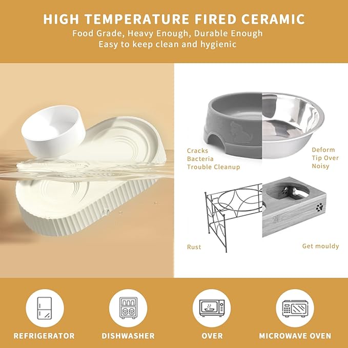 Ceramic Tilted Dog Bowl