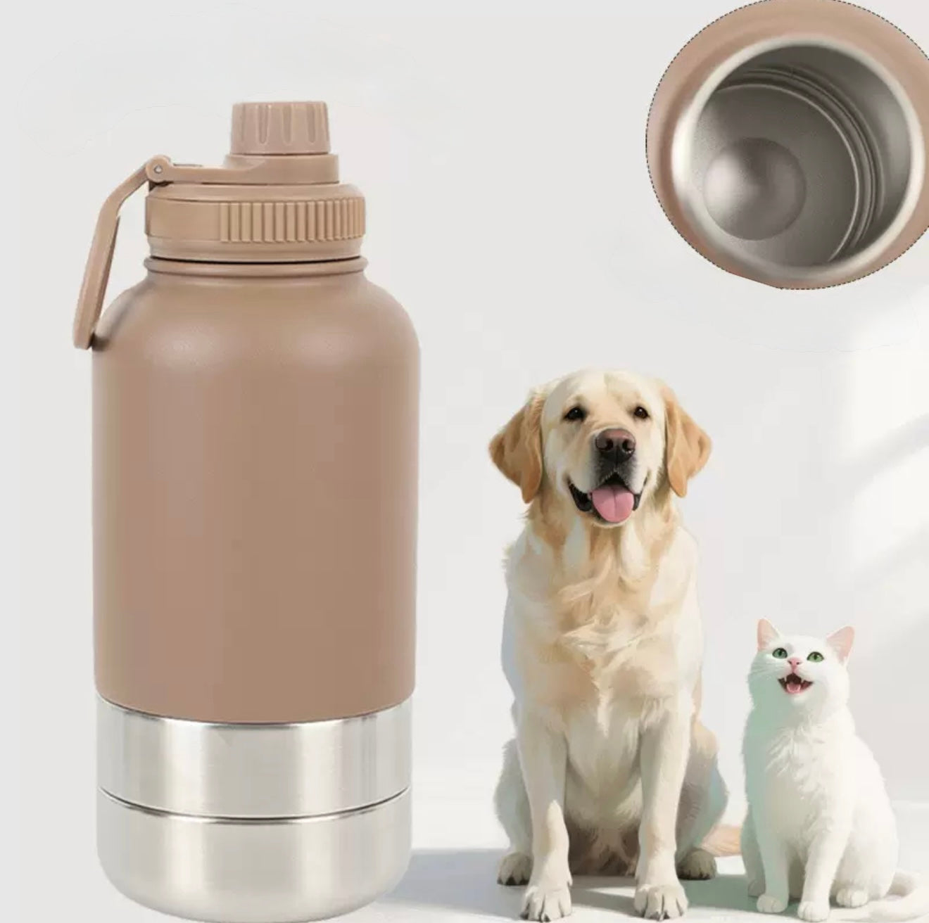 3 In 1 Pet Water Bottle with 2 Bowls ( Water & Food )
