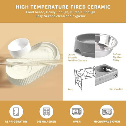 Ceramic Tilted Dog Bowl